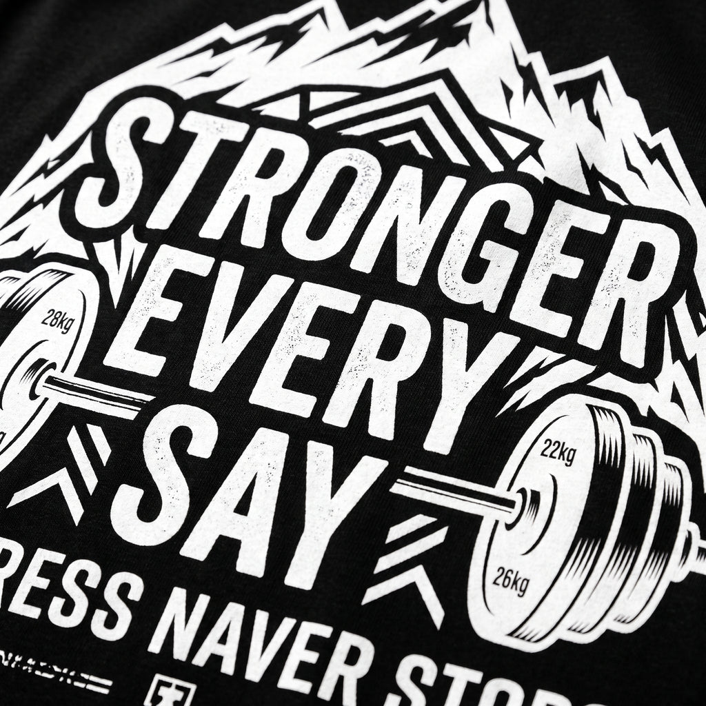 STRONGER EVERY DAY Regular Fit Gym T-Shirt for Men - Black