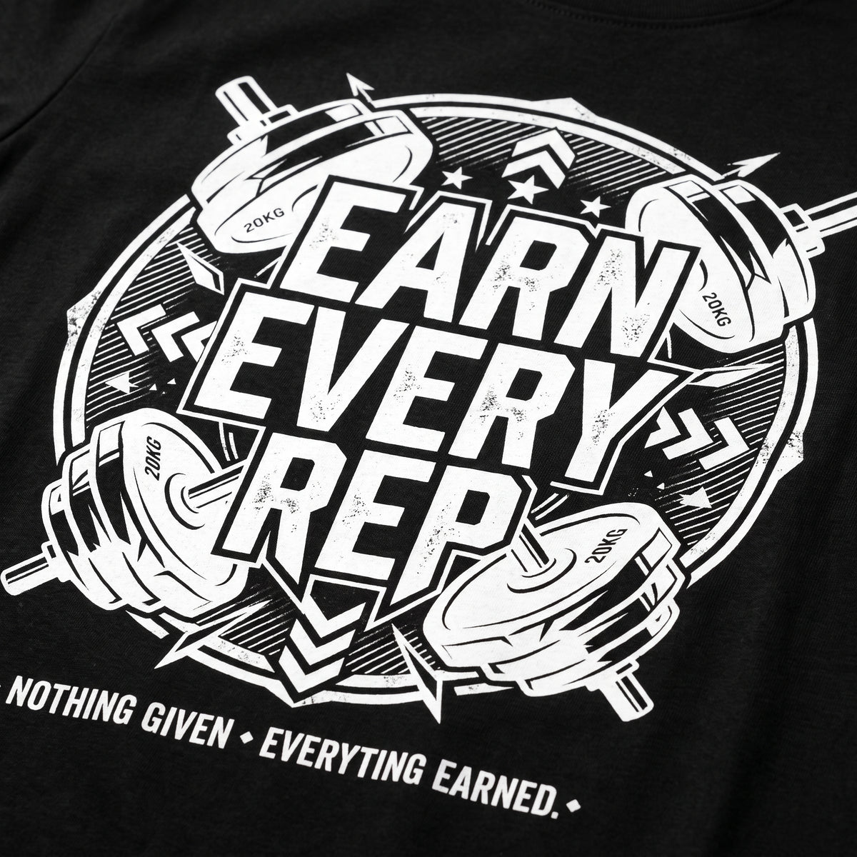 EARN EVERY REP Regular Fit Gym T-Shirt for Men - Black
