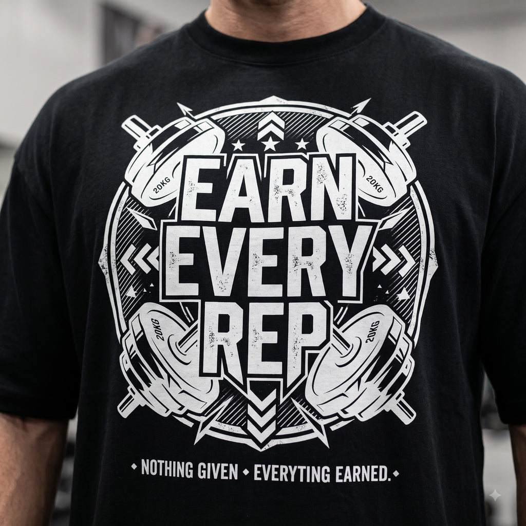 EARN EVERY REP Oversized Gym T-Shirt for Men - Black