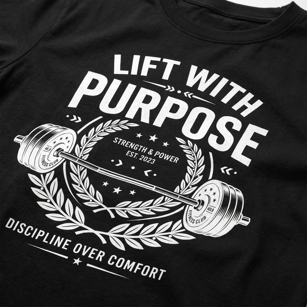 LIFT WITH PURPOSE Regular Fit Gym T-Shirt for Men - Black