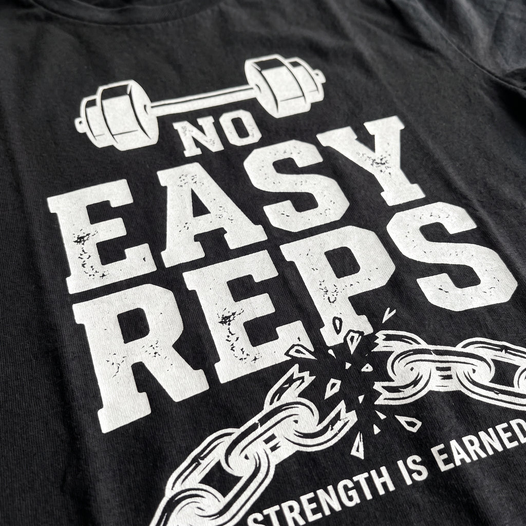 NO EASY REPS Regular Fit Gym T-Shirt for Men - Black