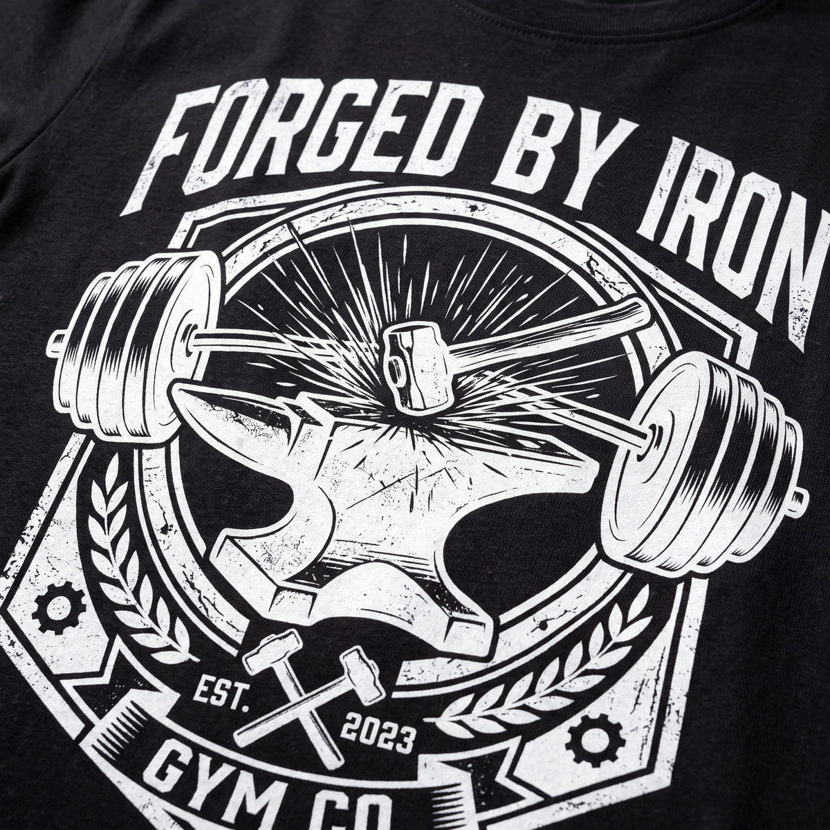 FORGED BY IRON Regular Fit Gym T-Shirt for Men - Black