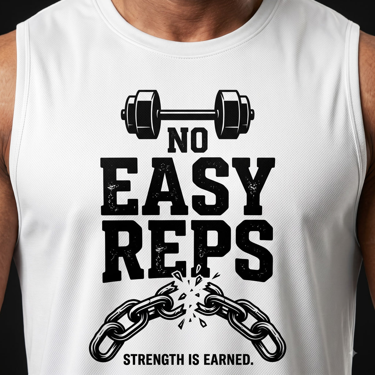 NO EASY REPS Sleeveless T-Shirt for Men - White