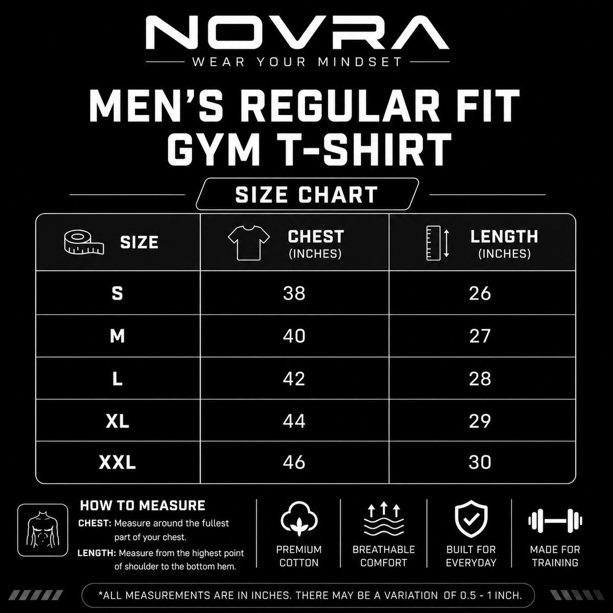 CHASE STRONGER Regular Fit Gym T-Shirt for Men - Black