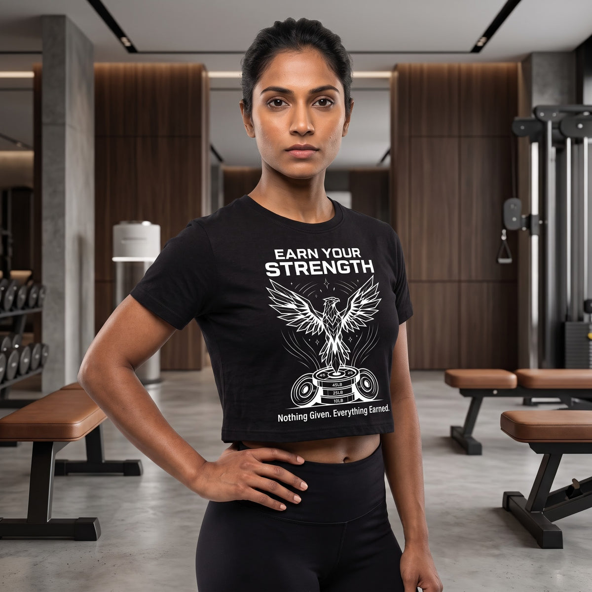 EARN YOUR STRENGTH Women's Crop Top - Black