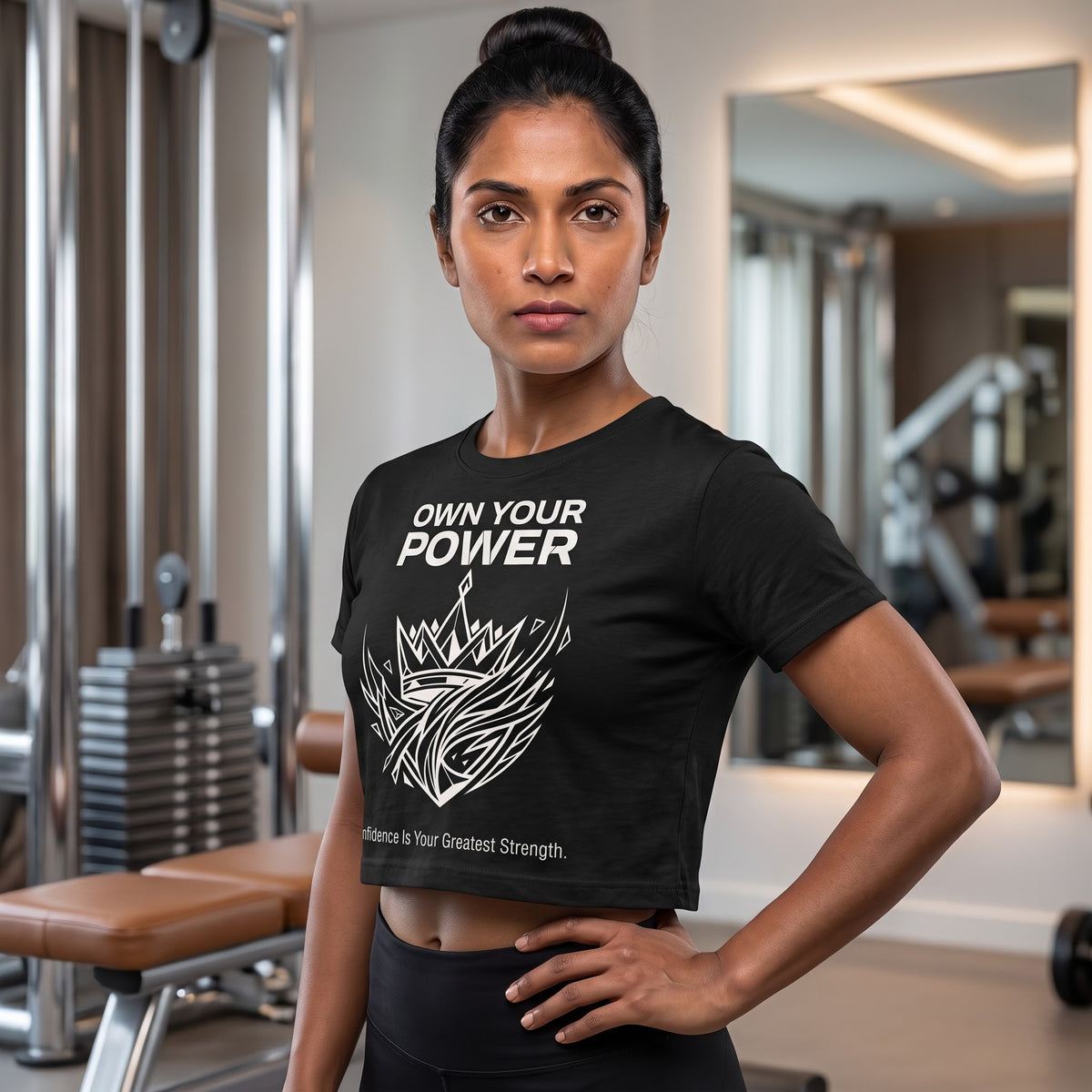 OWN YOUR POWER Women's Crop Top - Black