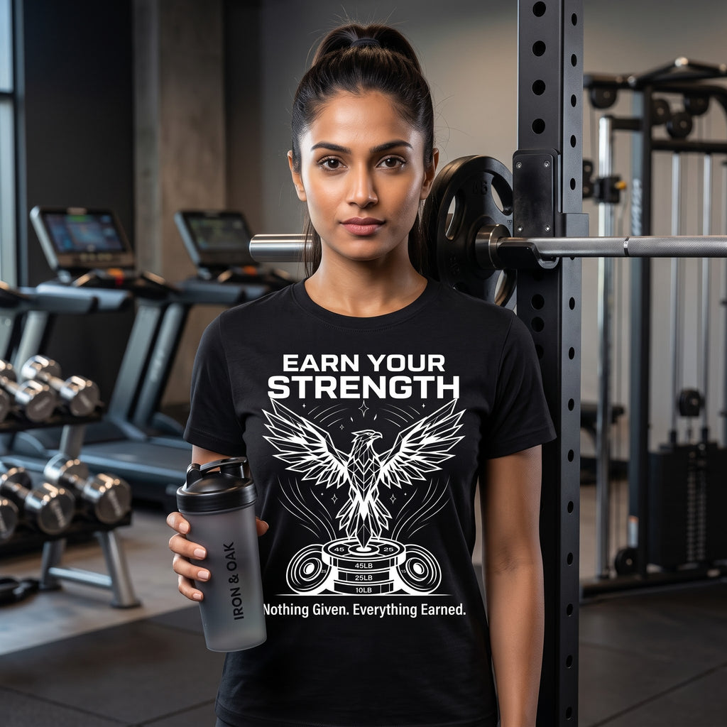 EARN YOUR STRENGTH Women's Gym T-Shirt - Black