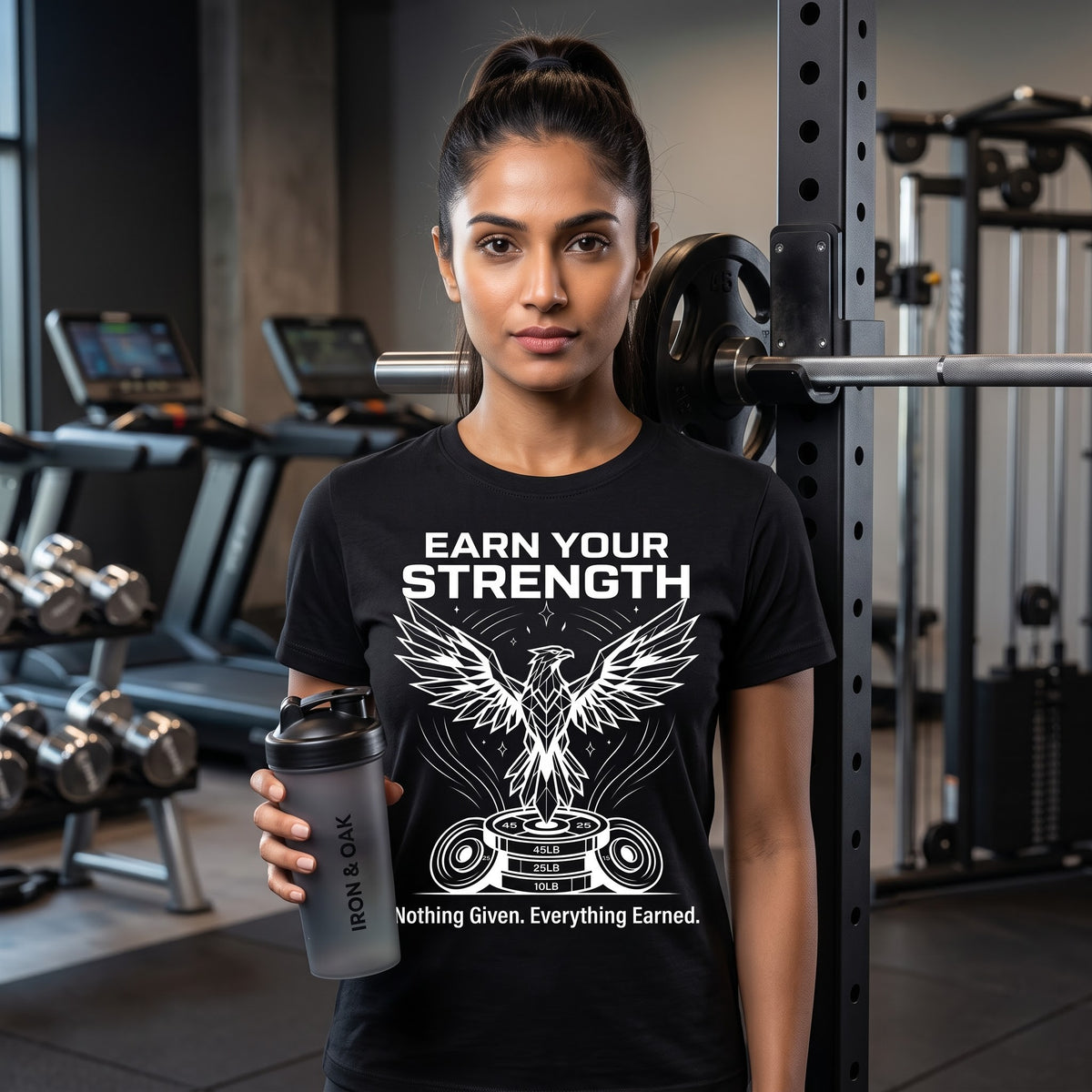 EARN YOUR STRENGTH Women's Gym T-Shirt - Black