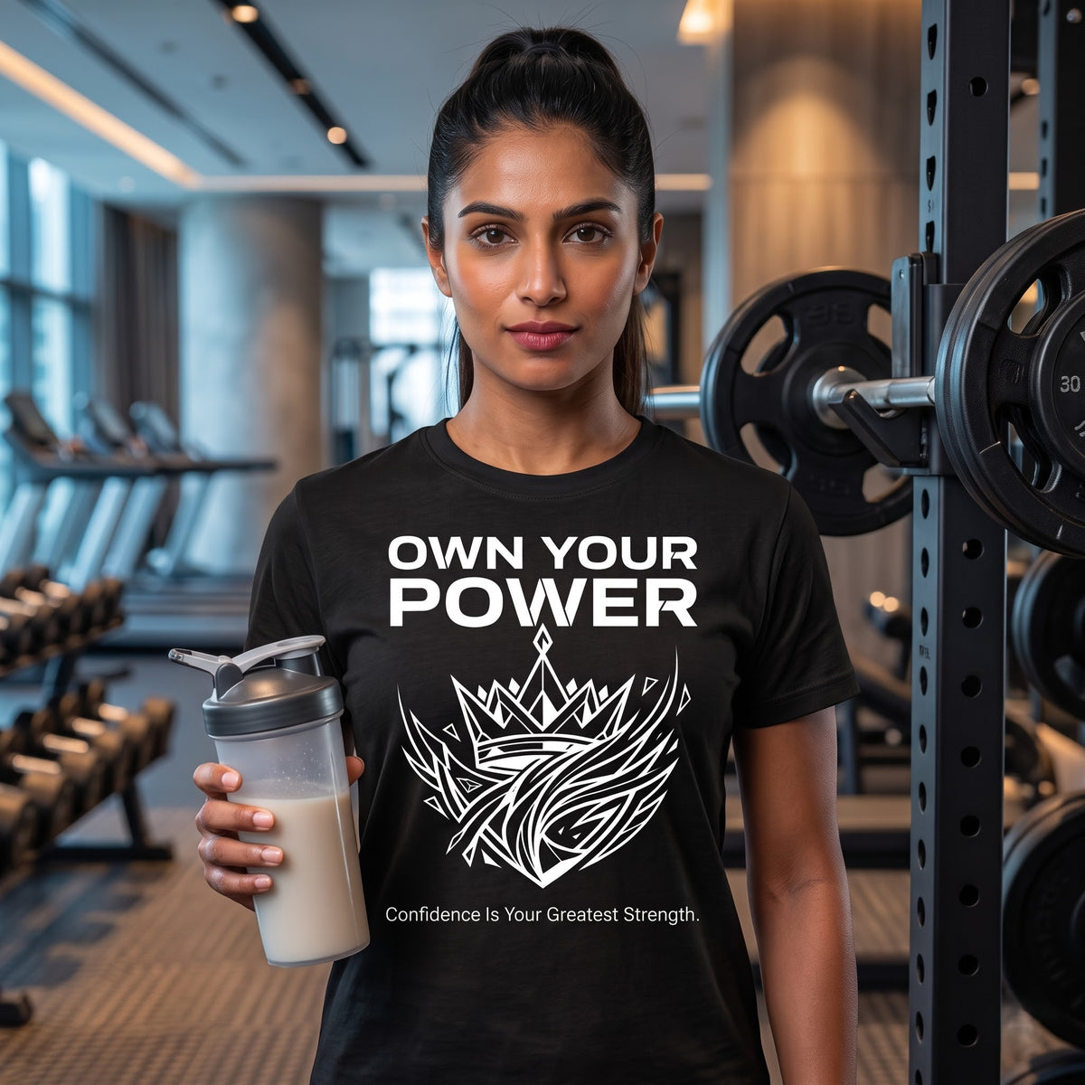 OWN YOUR POWER Women's Gym T-Shirt - Black