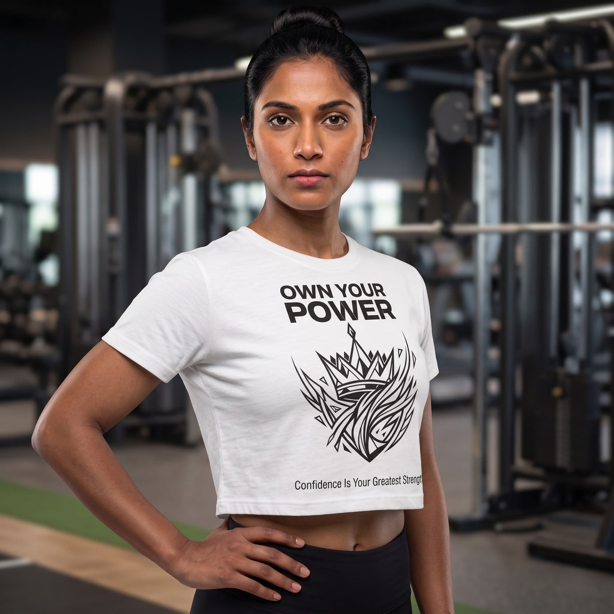 OWN YOUR POWER Women's Crop Top - White