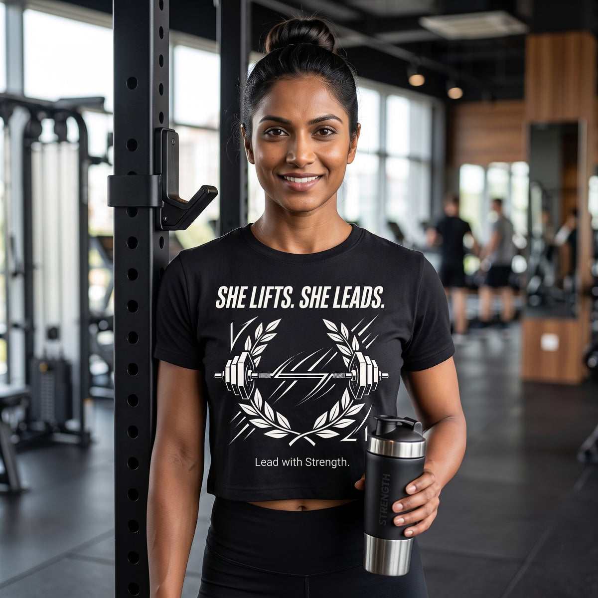 SHE LIFTS SHE LEADS Women's Crop Top - Black
