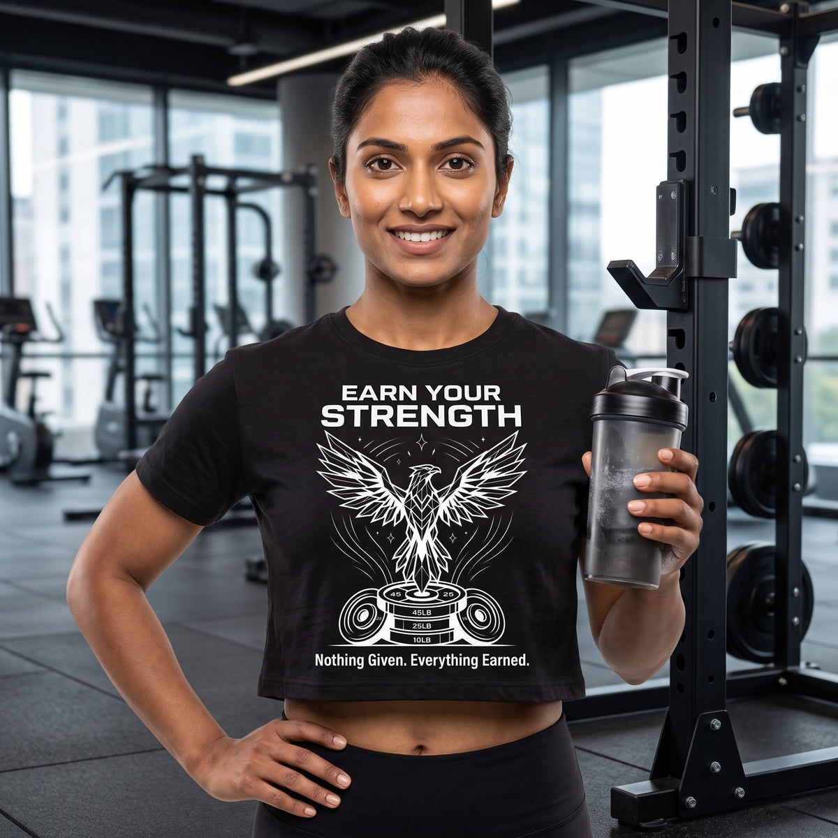 EARN YOUR STRENGTH Women's Crop Top - Black
