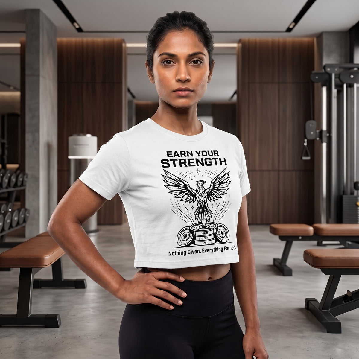 EARN YOUR STRENGTH Women's Crop Top - White