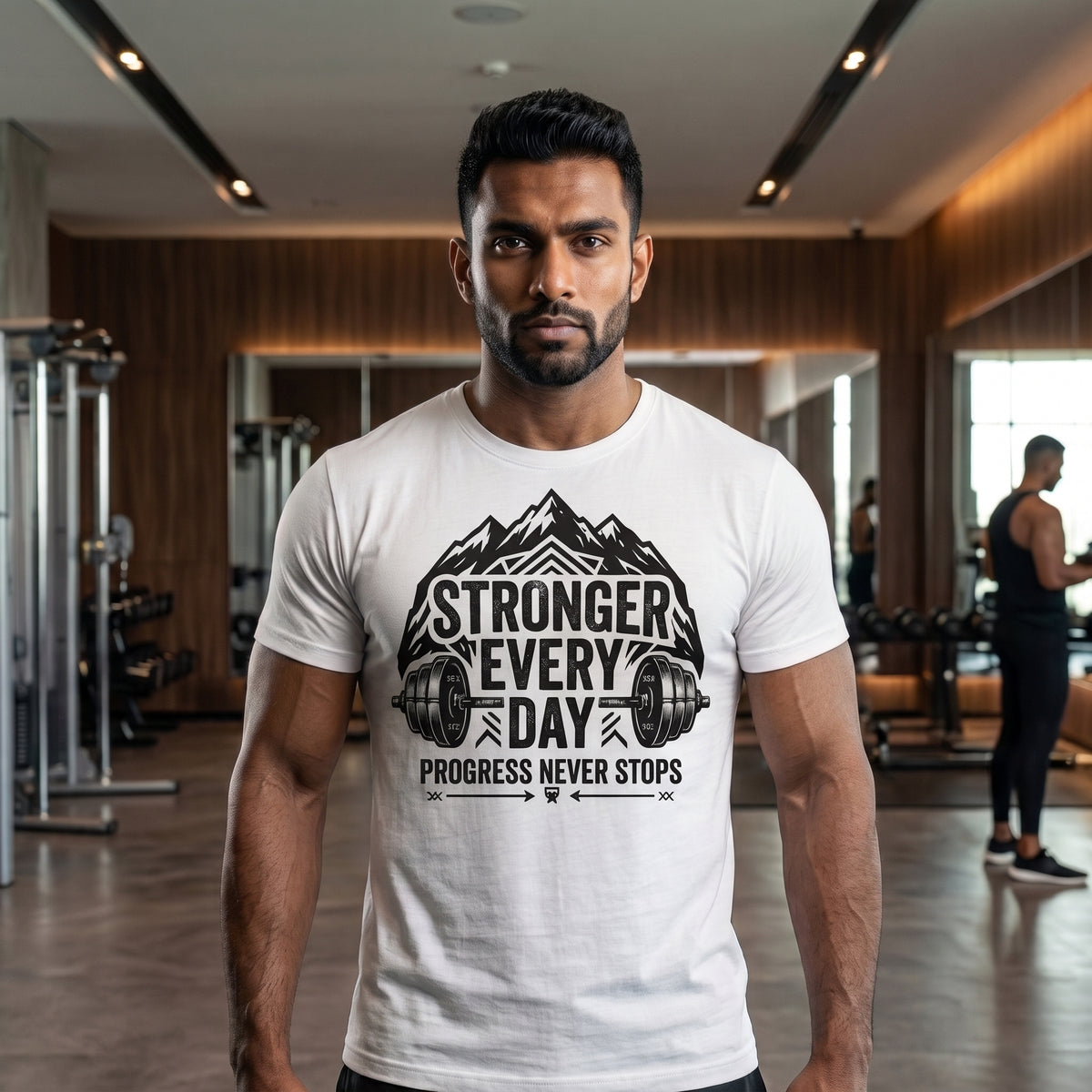 STRONGER EVERY DAY Regular Fit Gym T-Shirt for Men - White