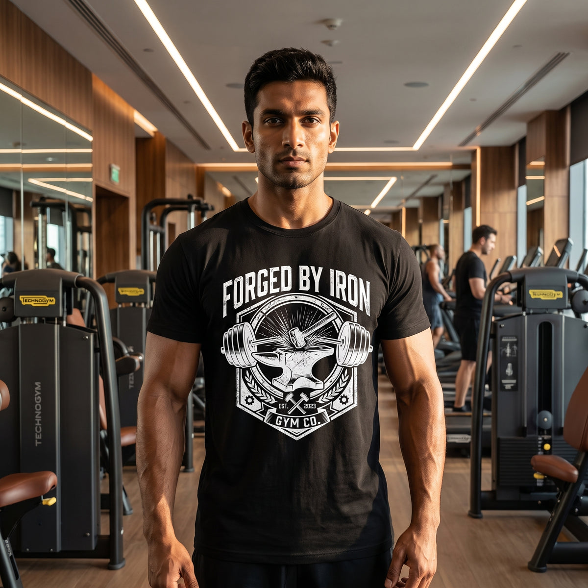 FORGED BY IRON Regular Fit Gym T-Shirt for Men - Black