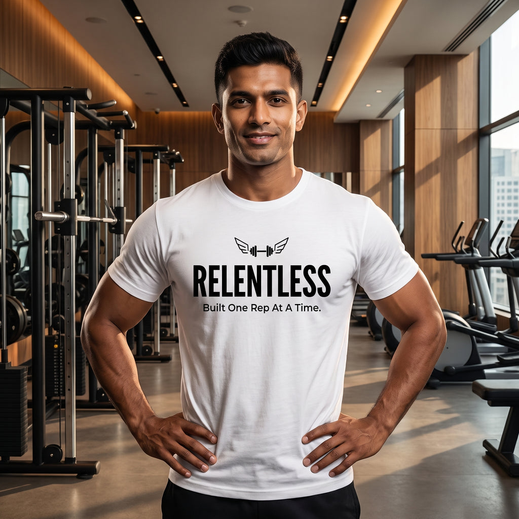 RELENTLESS Regular Fit Gym T-Shirt for Men - White