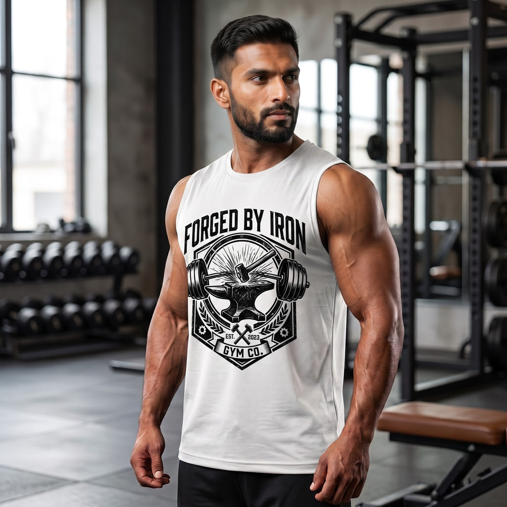 FORGED BY IRON Sleeveless T-Shirt for Men - White