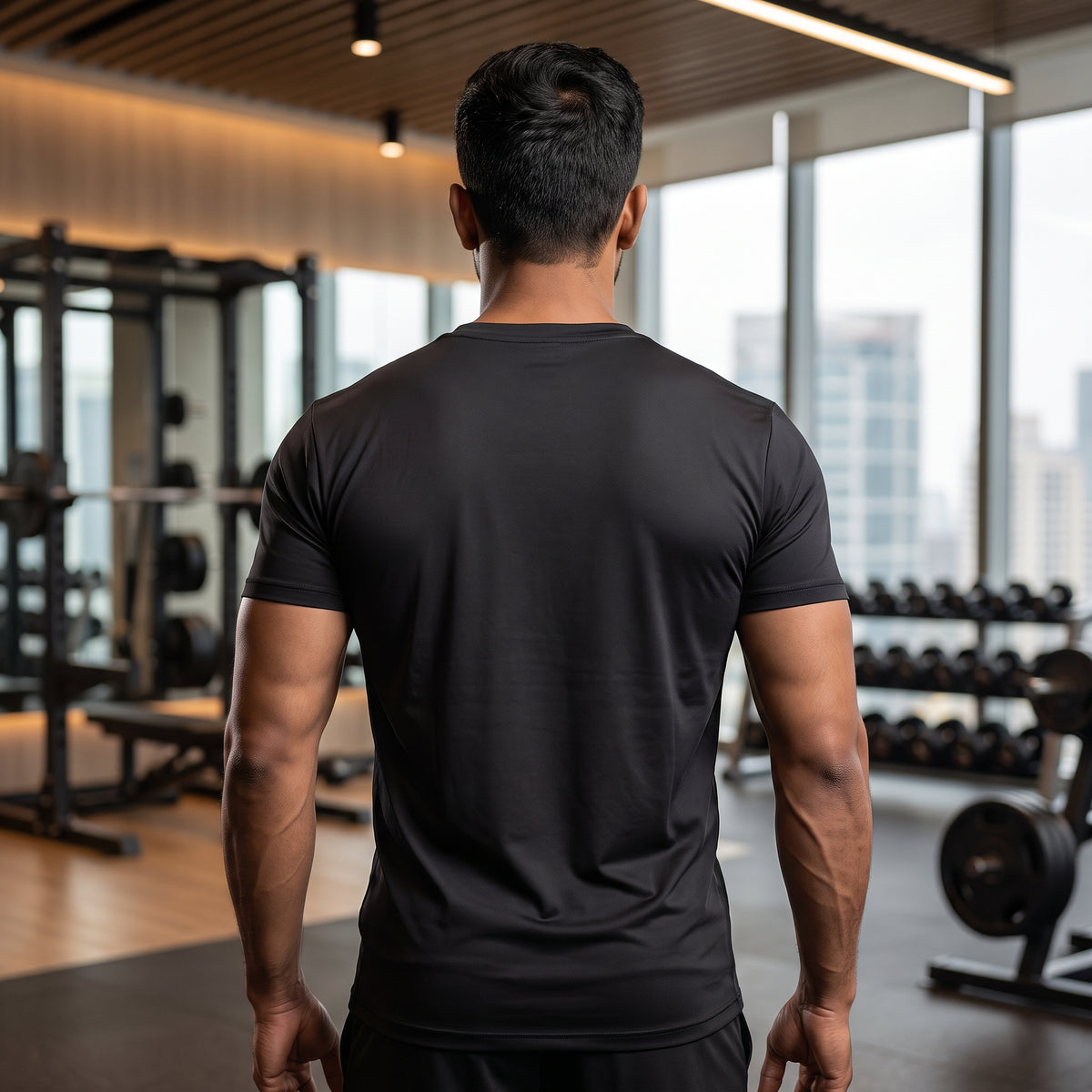 CHASE STRONGER Regular Fit Gym T-Shirt for Men - Black