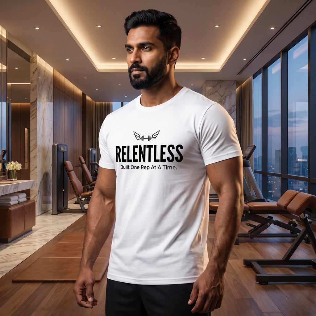 RELENTLESS Regular Fit Gym T-Shirt for Men - White