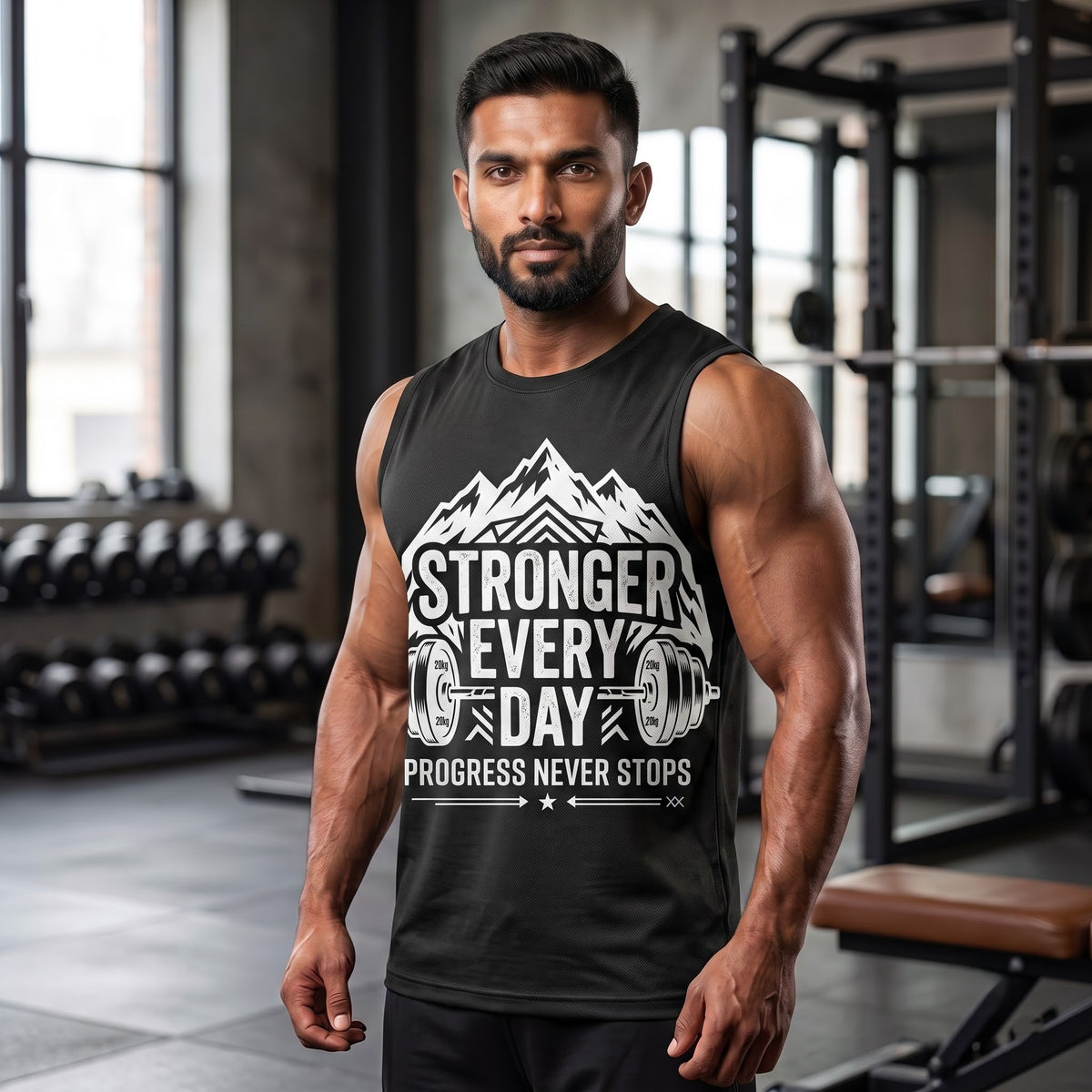 STRONGER EVERY DAY Sleeveless T-Shirt for Men - Black