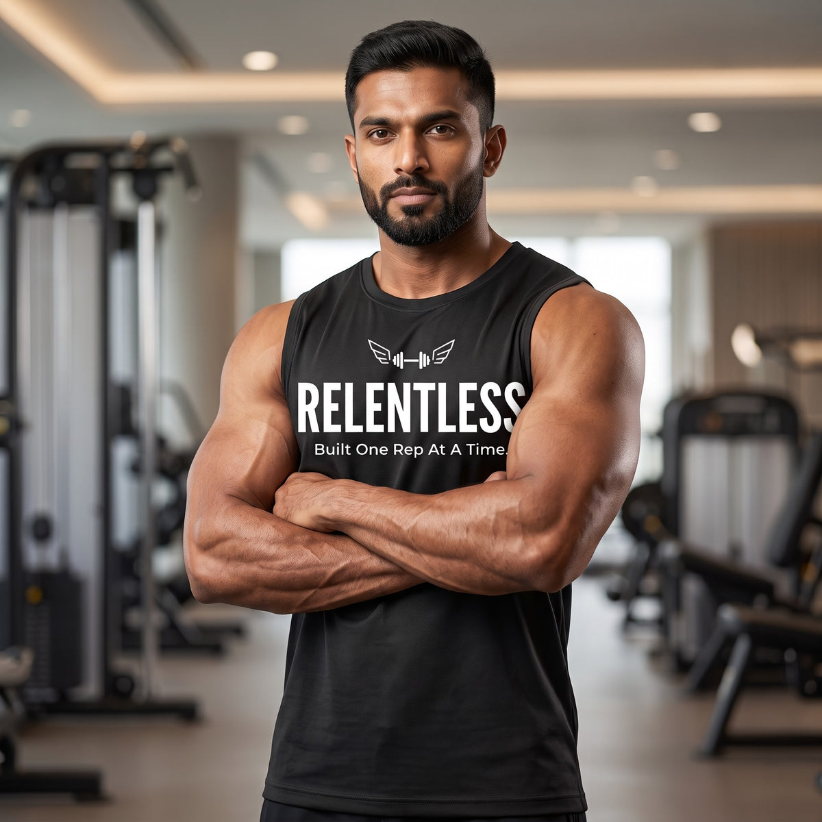 RELENTLESS Sleeveless T-Shirt for Men - Black