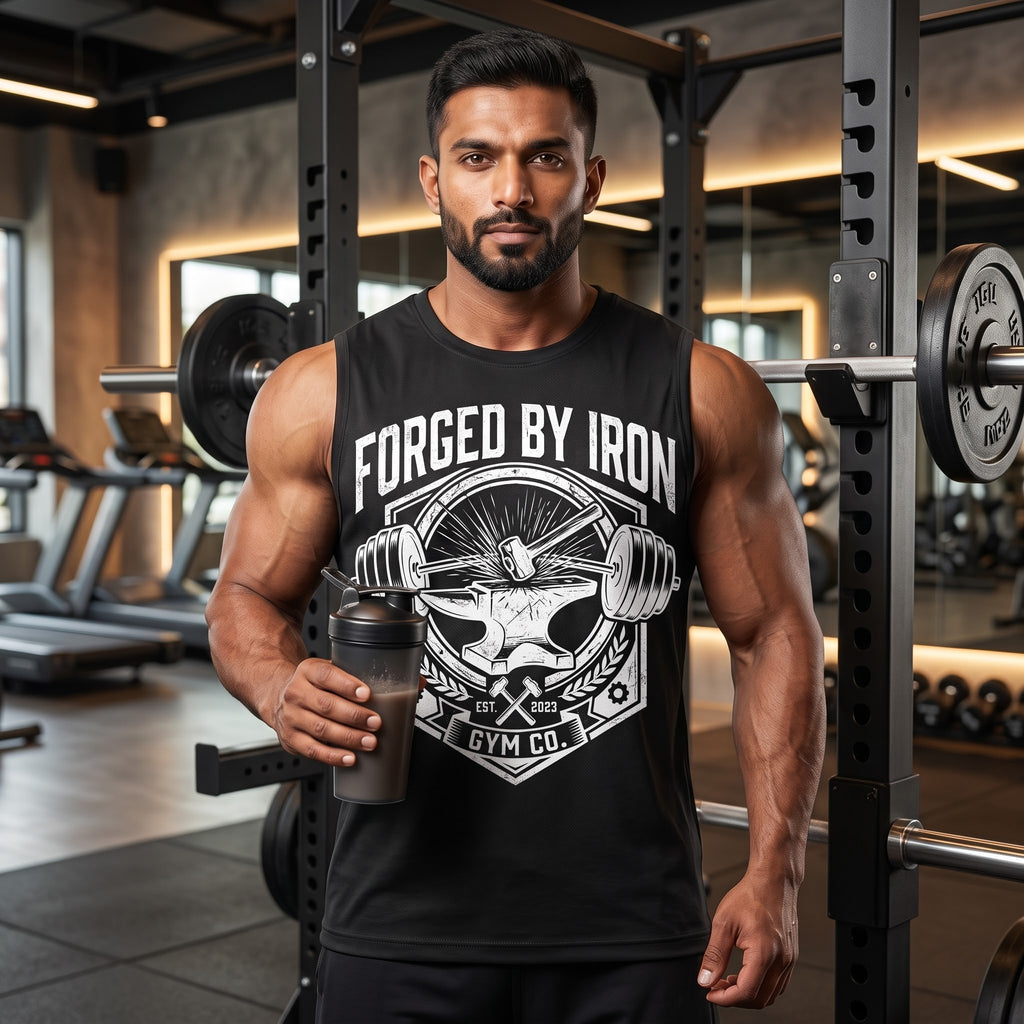 FORGED BY IRON Sleeveless T-Shirt for Men - Black