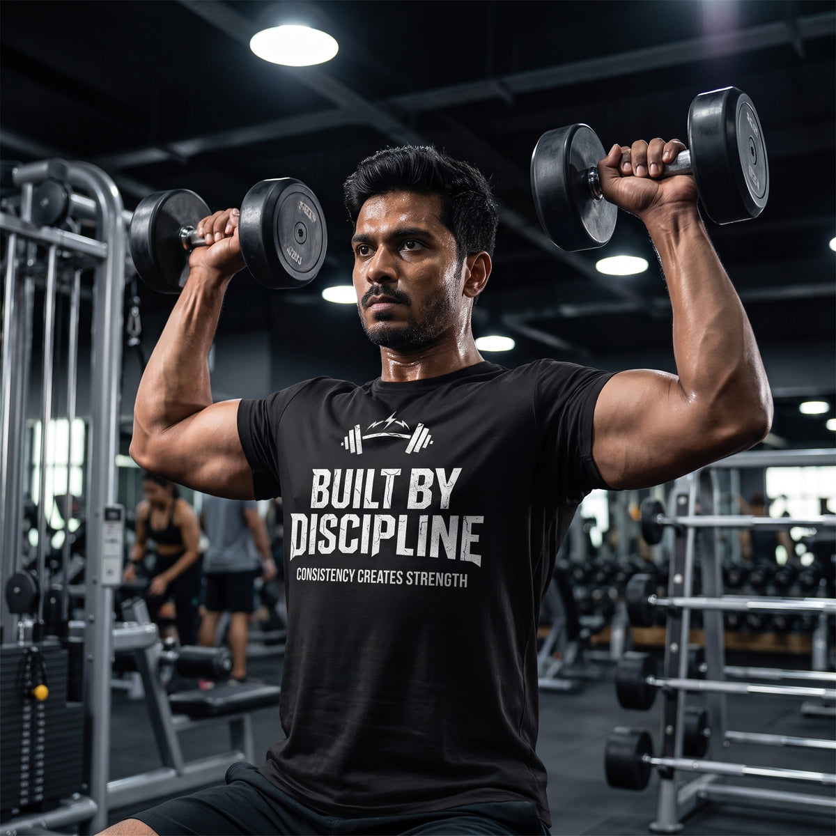 BUILT BY DISCIPLINE Regular Fit Gym T-Shirt for Men - Black
