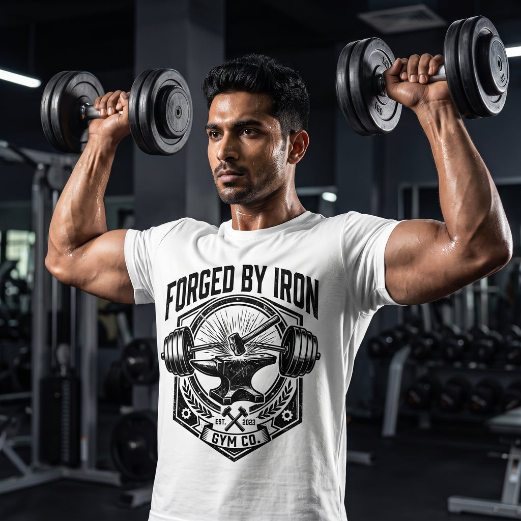 FORGED BY IRON Regular Fit Gym T-Shirt for Men - White