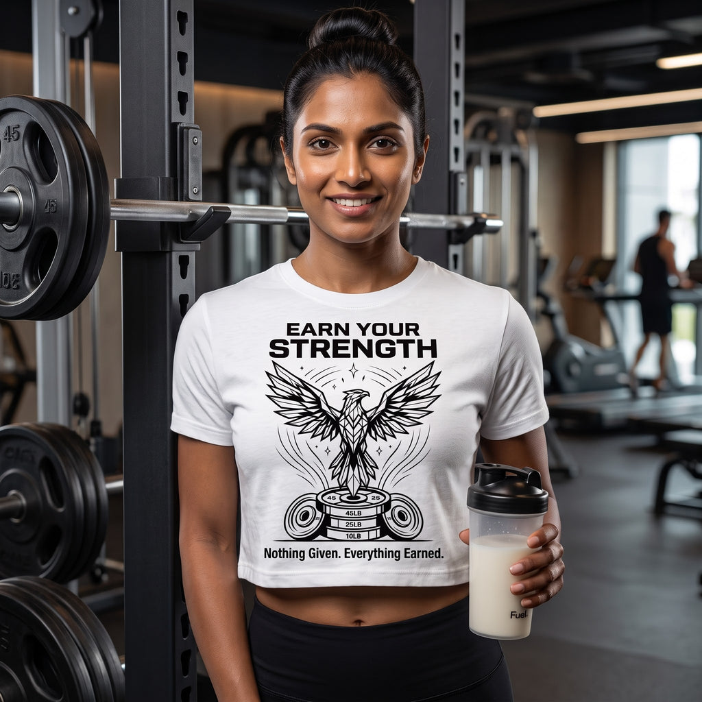 EARN YOUR STRENGTH Women's Crop Top - White