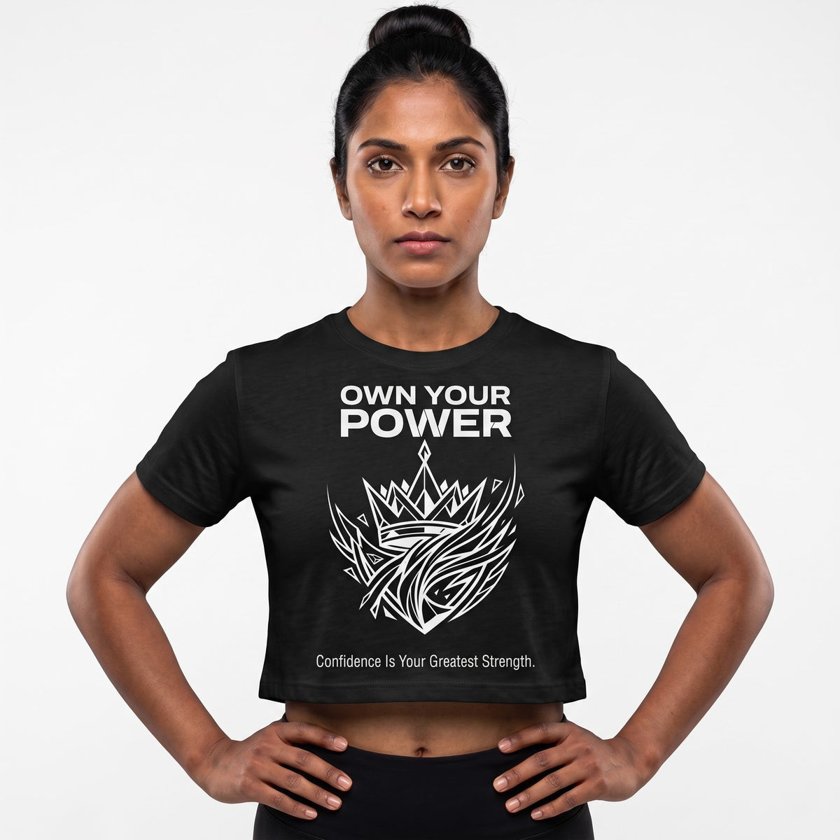 OWN YOUR POWER Women's Crop Top - Black