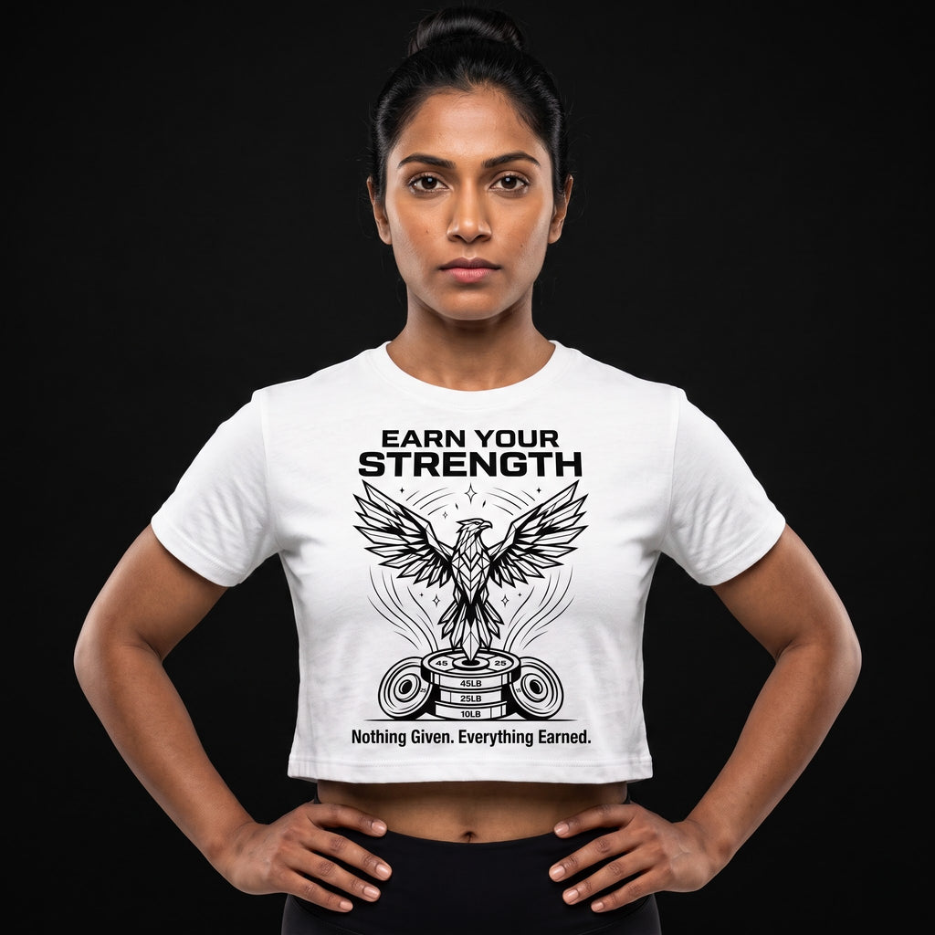 EARN YOUR STRENGTH Women's Crop Top - White