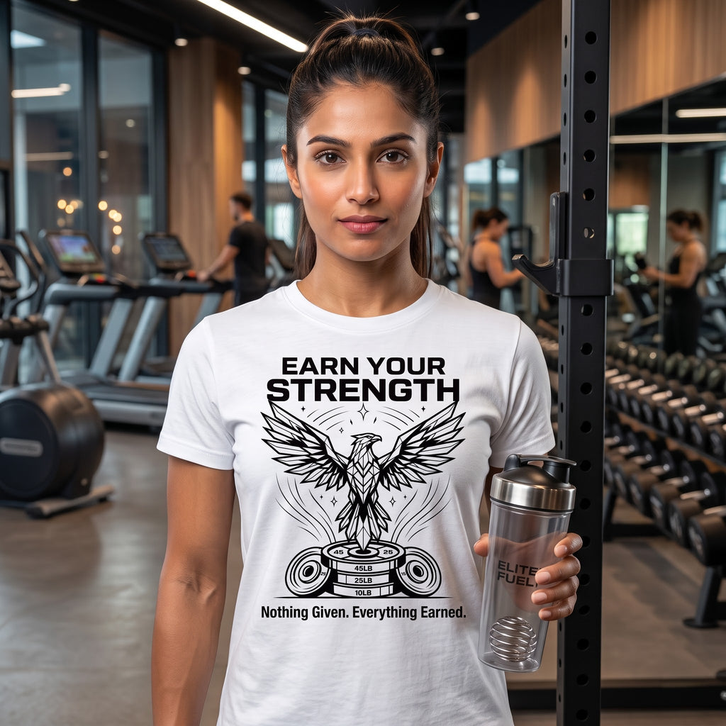 EARN YOUR STRENGTH Women's Gym T-Shirt - White