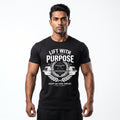 LIFT WITH PURPOSE Regular Fit Gym T-Shirt for Men - Black