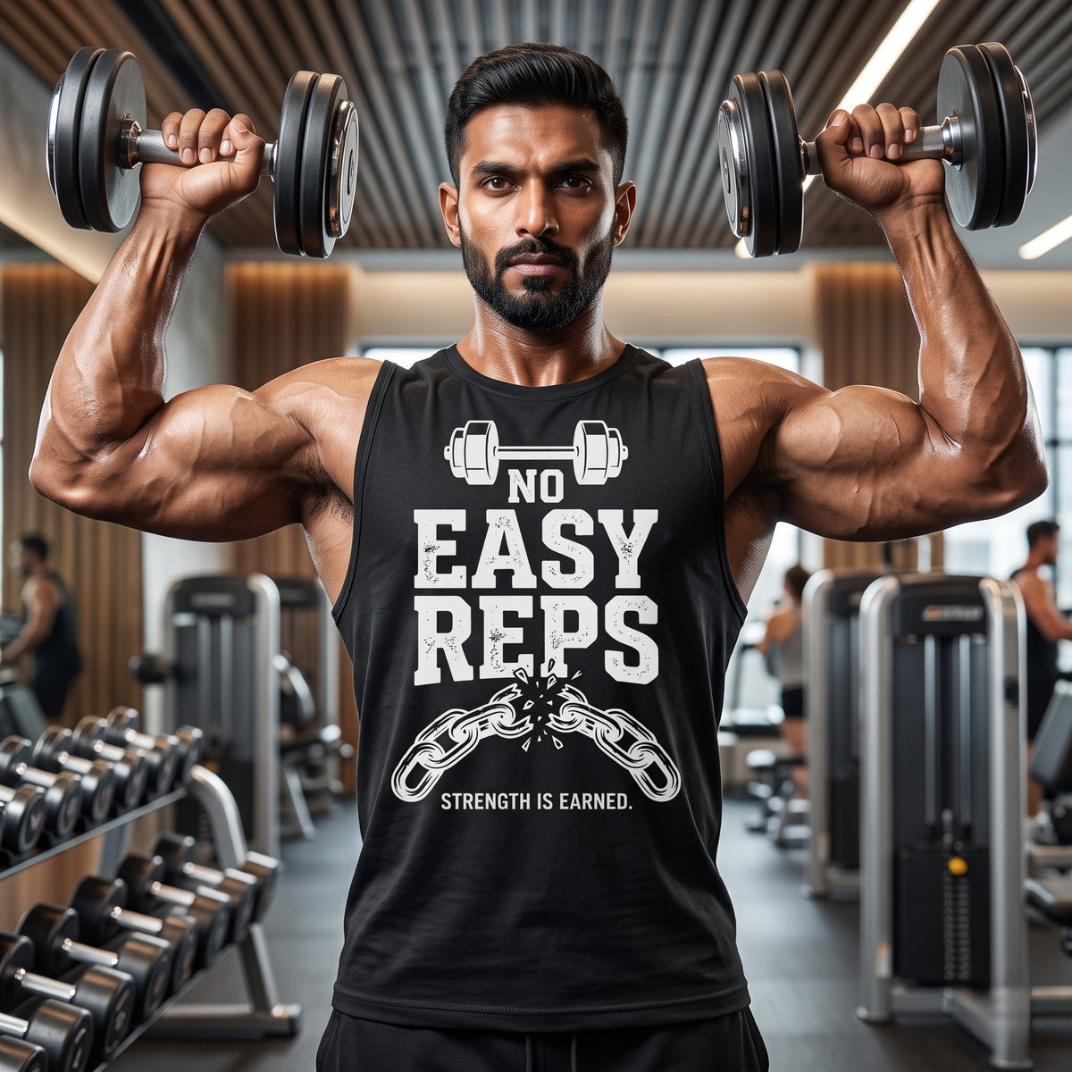 NO EASY REPS Sleeveless T-Shirt for Men - Black