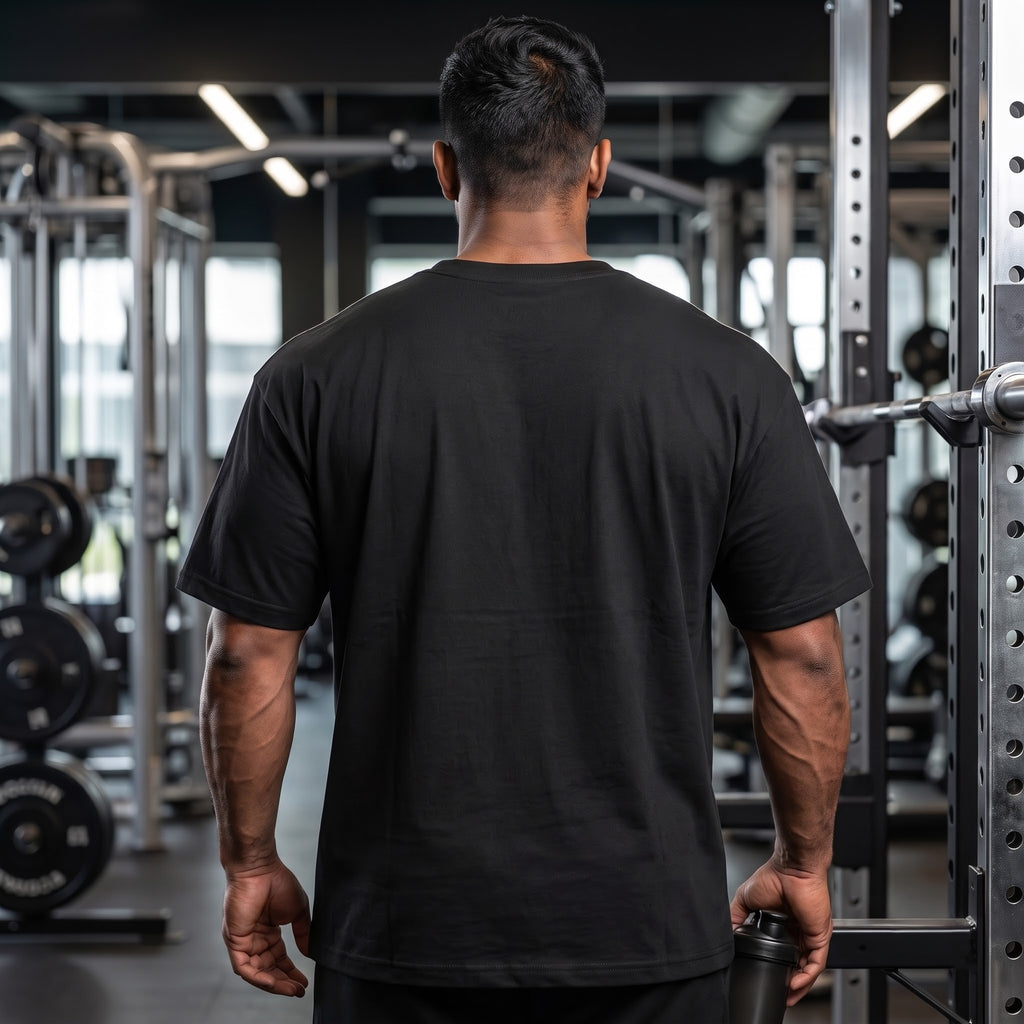 BUILD TO IMPROVE Oversized Gym T-Shirt for Men - Black
