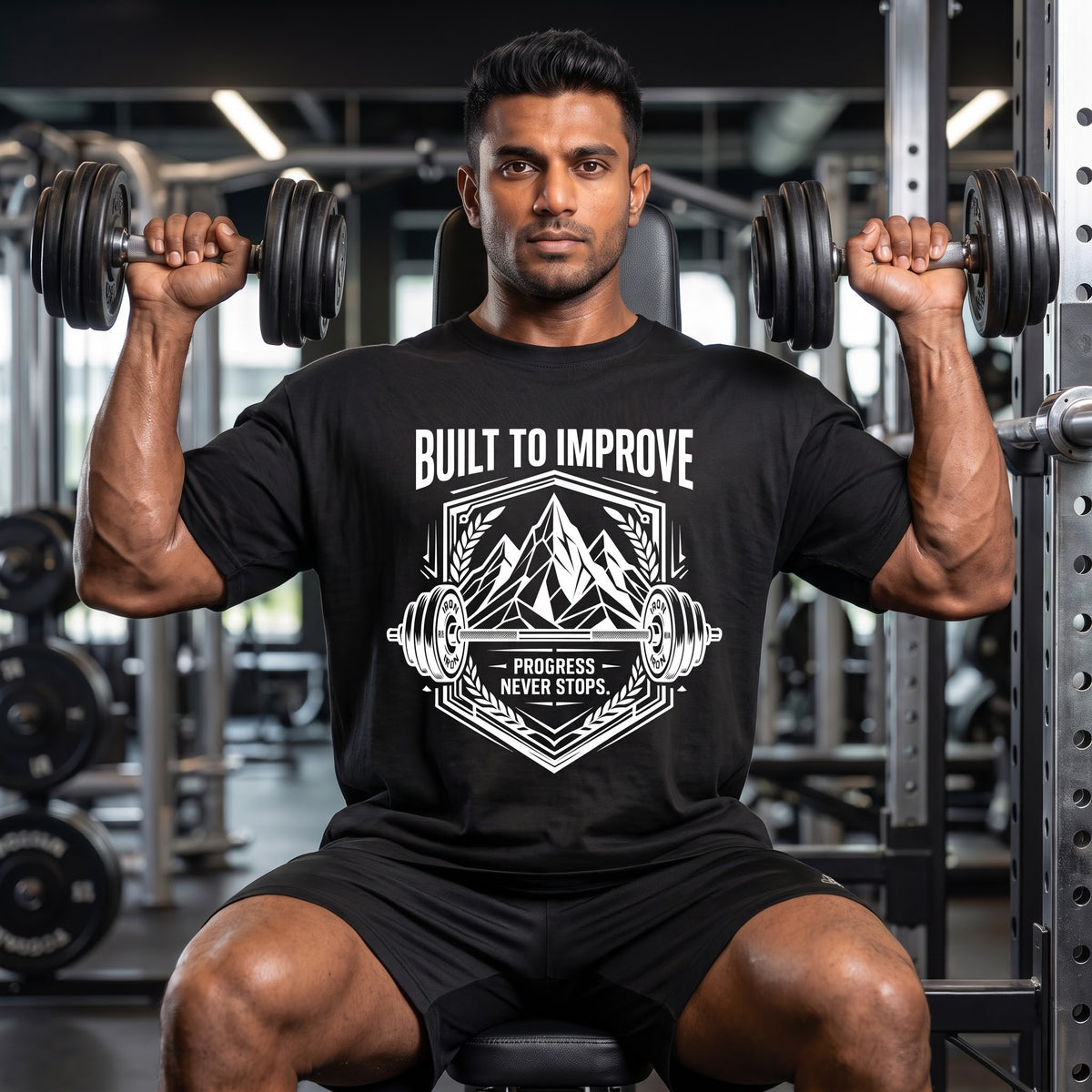 BUILD TO IMPROVE Oversized Gym T-Shirt for Men - Black