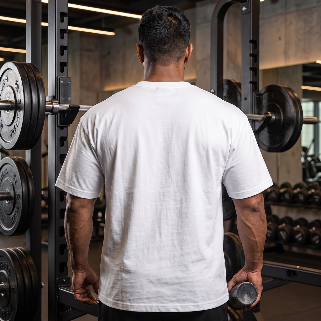POWER THROUGH PRESSURE Oversized Gym T-Shirt for Men - White