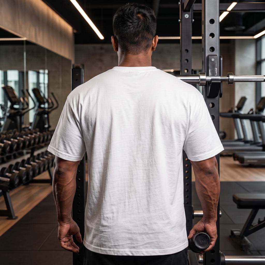 CHASE STRONGER Oversized Gym T-Shirt for Men - White