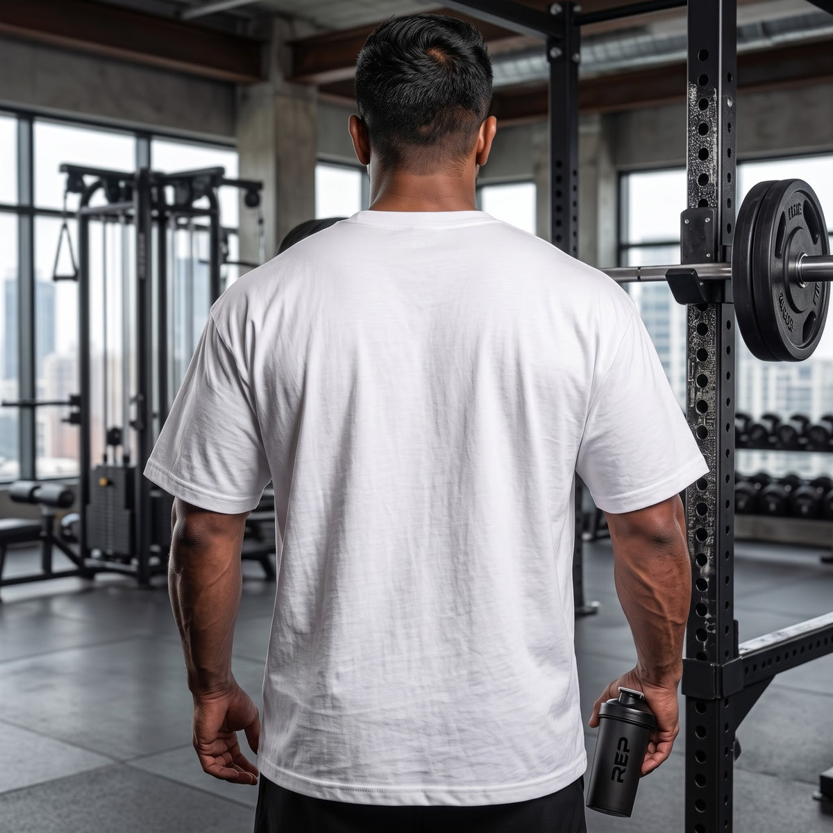 EARN EVERY REP Oversized Gym T-Shirt for Men - White