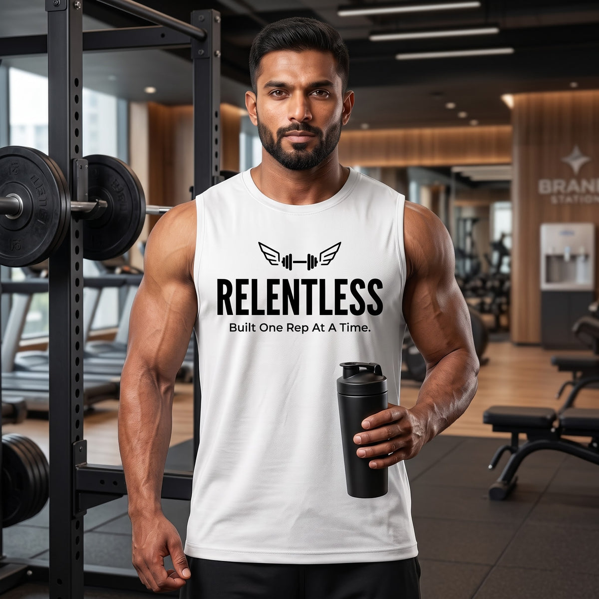 RELENTLESS Sleeveless T-Shirt for Men - White