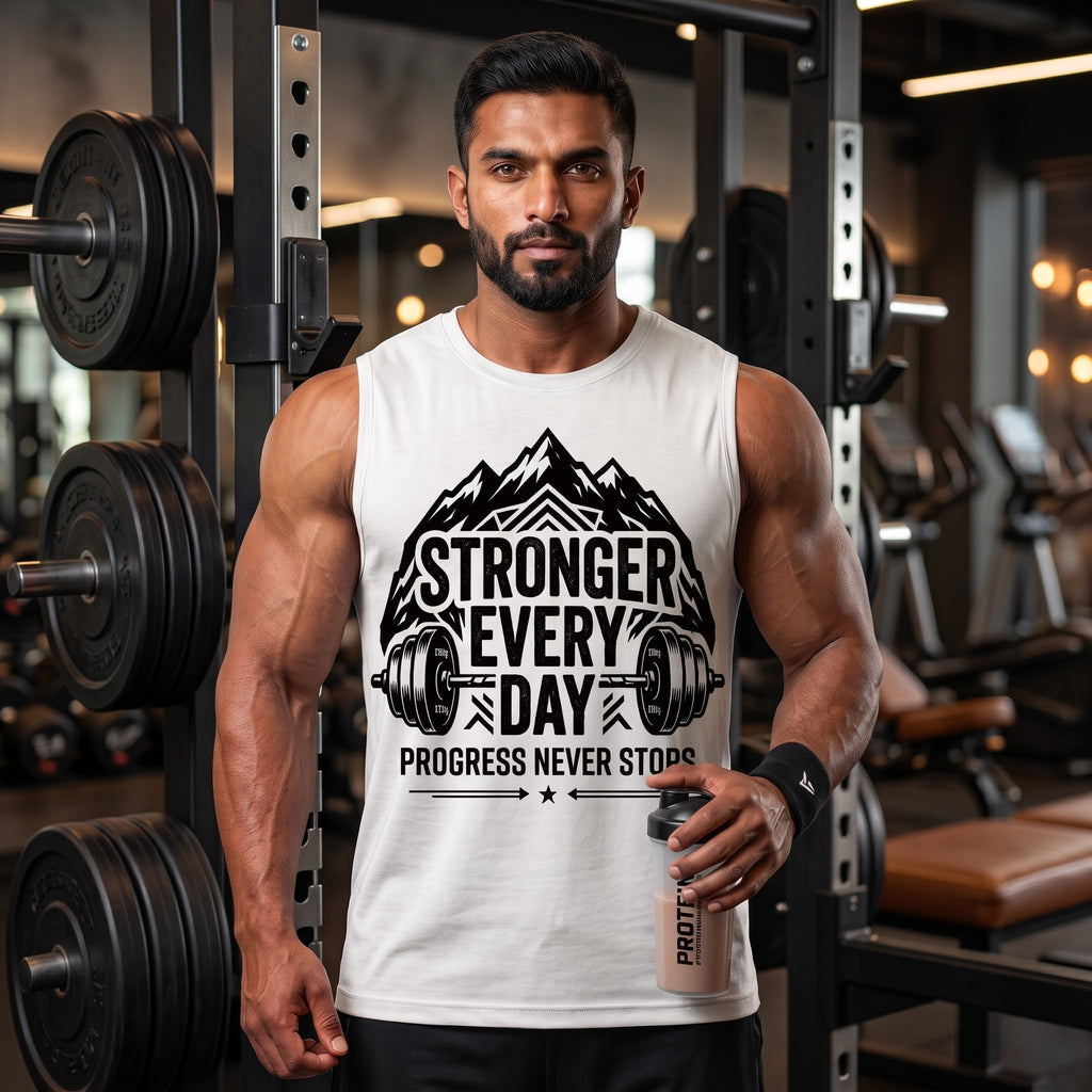 STRONGER EVERY DAY Sleeveless T-Shirt for Men - White
