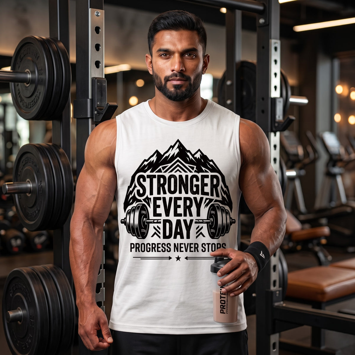 STRONGER EVERY DAY Sleeveless T-Shirt for Men - White