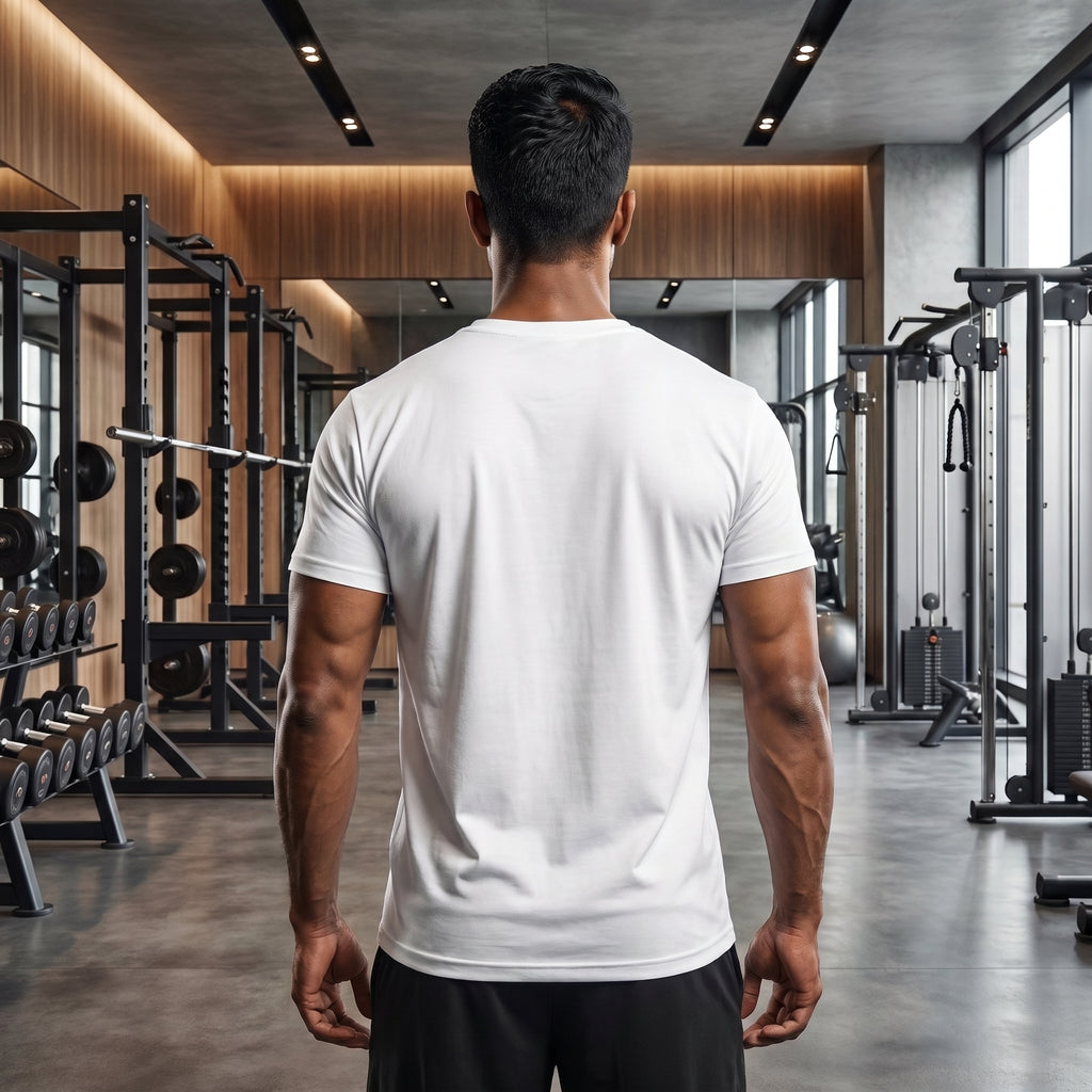 BUILT BY DISCIPLINE Regular Fit Gym T-Shirt for Men - White