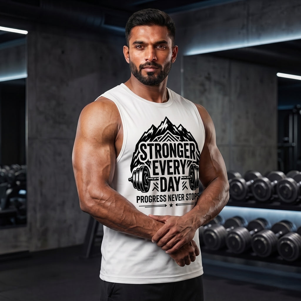 STRONGER EVERY DAY Sleeveless T-Shirt for Men - White