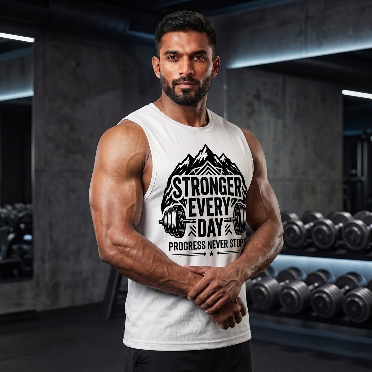 STRONGER EVERY DAY Sleeveless T-Shirt for Men - White