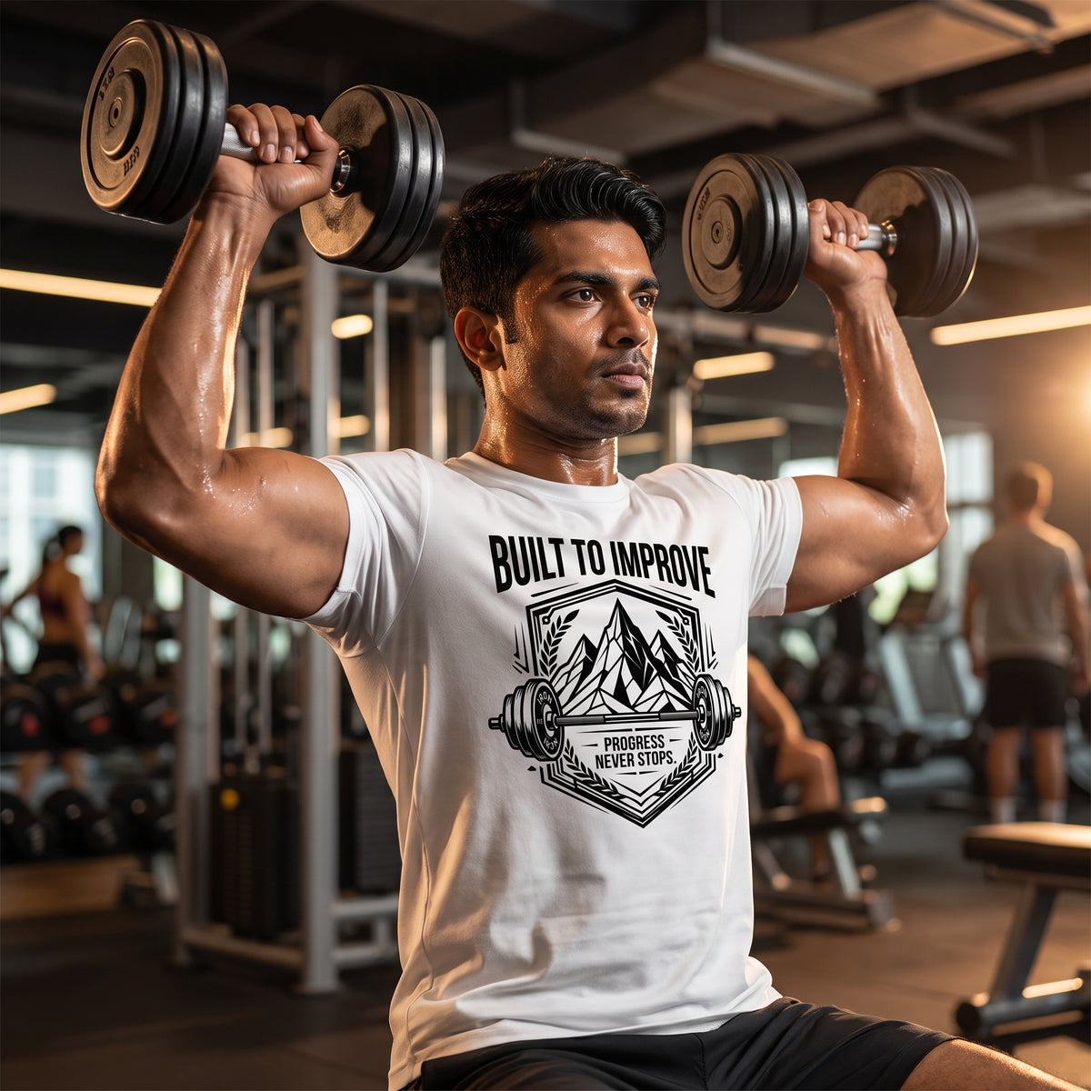 BUILD TO IMPROVE Regular Fit Gym T-Shirt for Men - White