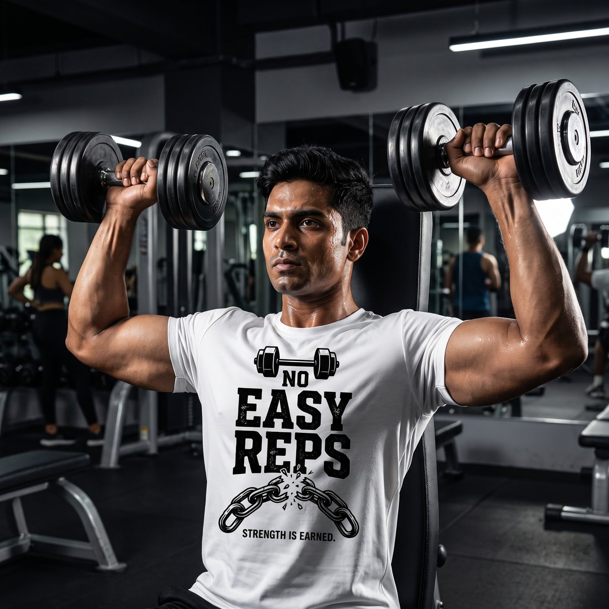 NO EASY REPS Regular Fit Gym T-Shirt for Men - White
