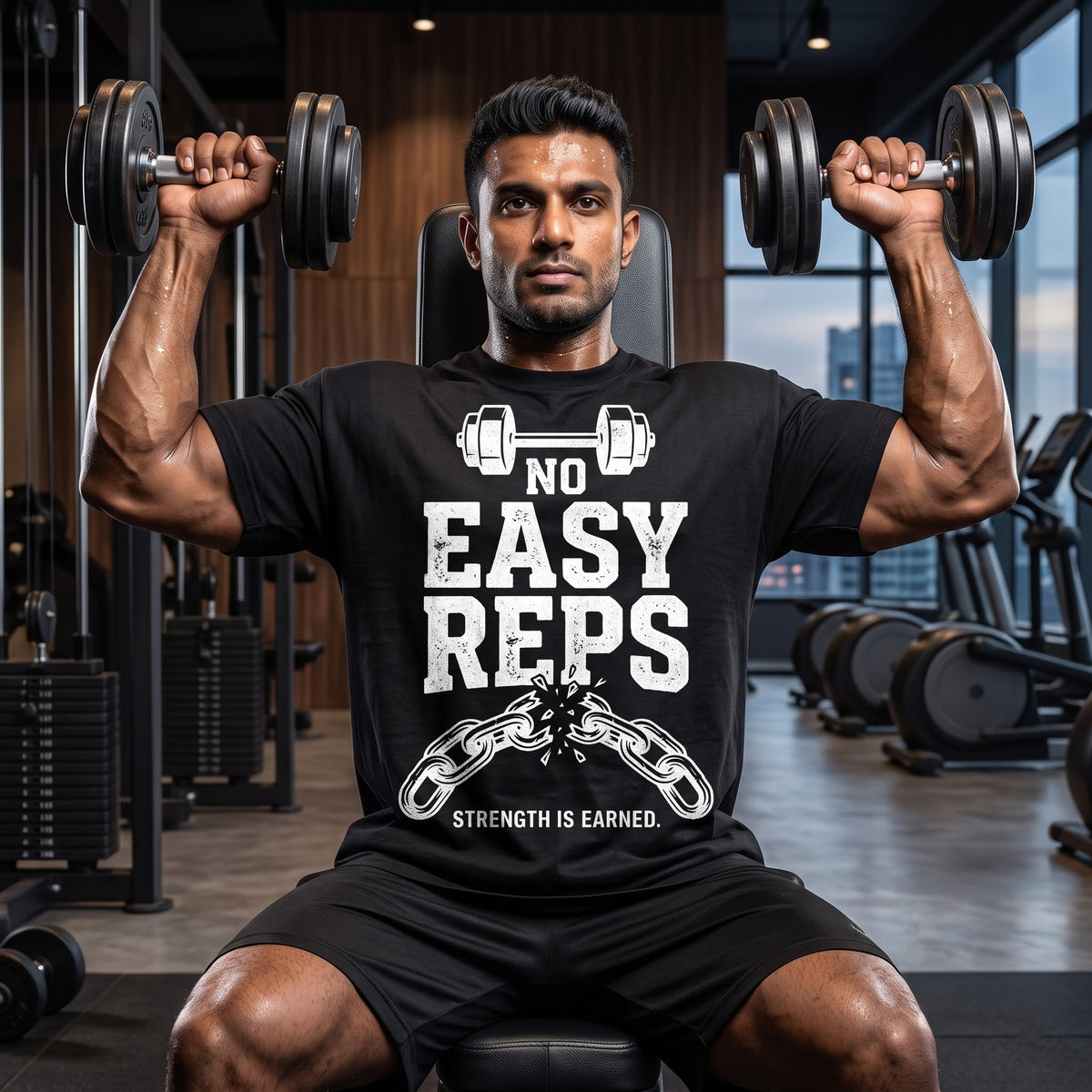 NO EASY REPS Oversized Gym T-Shirt for Men - Black