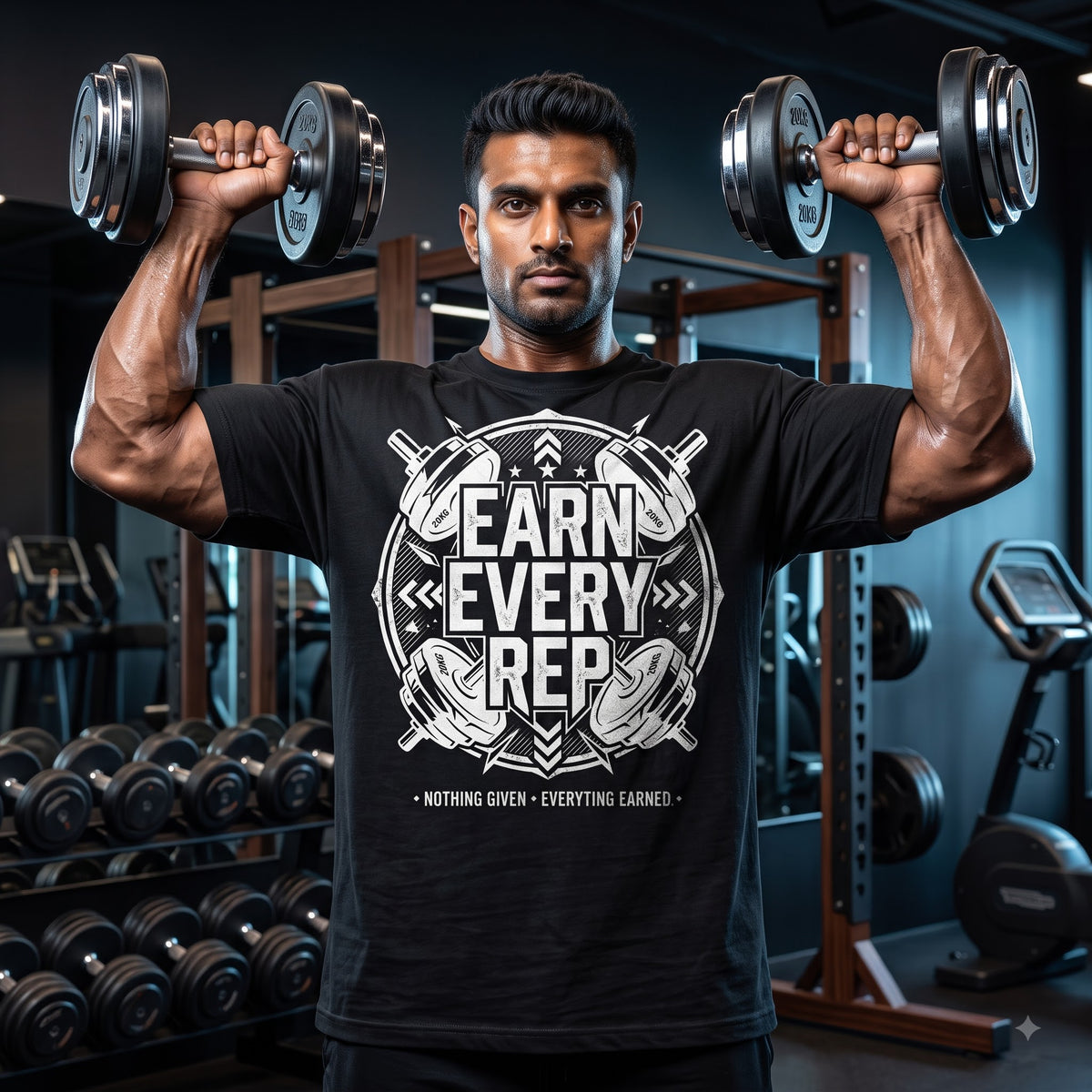 EARN EVERY REP Oversized Gym T-Shirt for Men - Black