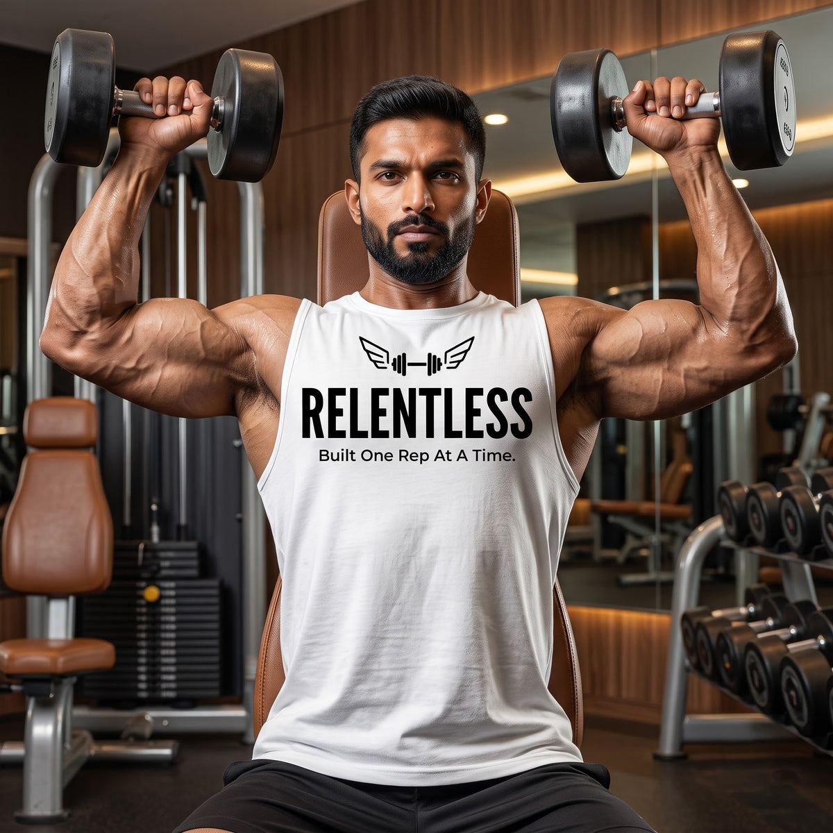 RELENTLESS Sleeveless T-Shirt for Men - White